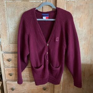 Vintage Tommy Hilfiger Grandpa Burgundy Cardigan Sweater, S
